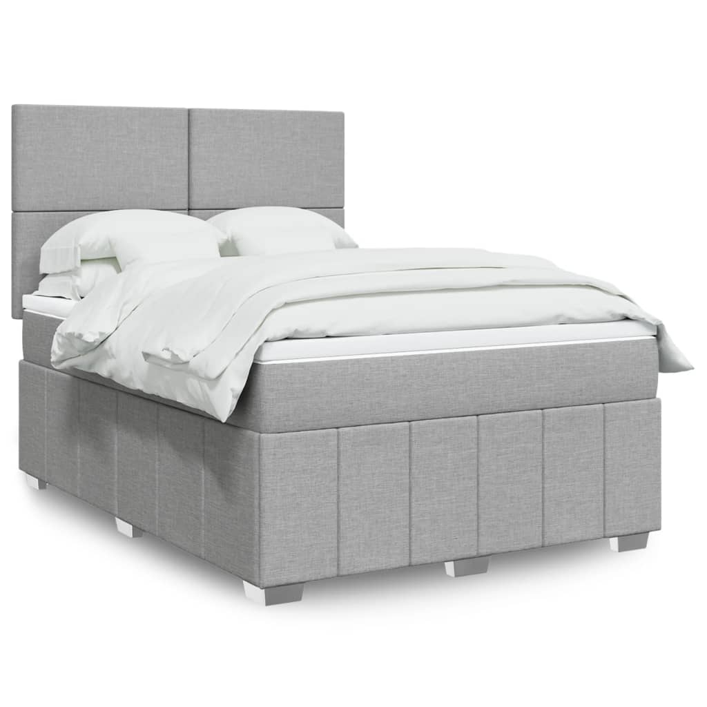 vidaXL Κρεβάτι Boxspring με Στρώμα Ανοιχτό Γκρι 140x200 εκ. Υφασμάτινο