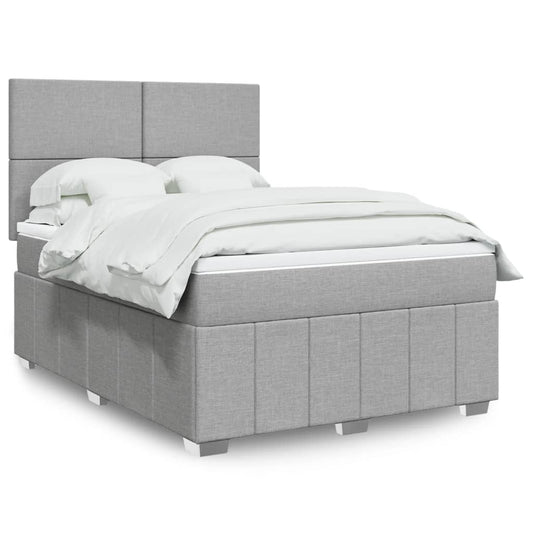 vidaXL Κρεβάτι Boxspring με Στρώμα Ανοιχτό Γκρι 140x200 εκ. Υφασμάτινο