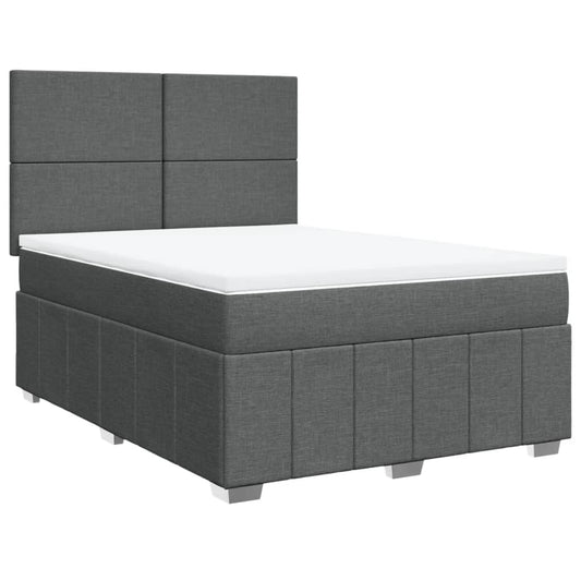 vidaXL Κρεβάτι Boxspring με Στρώμα Σκούρο Γκρι 140x200 εκ Υφασμάτινο