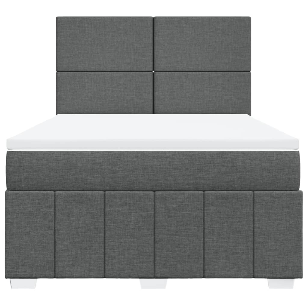 vidaXL Κρεβάτι Boxspring με Στρώμα Σκούρο Γκρι 140x200 εκ Υφασμάτινο