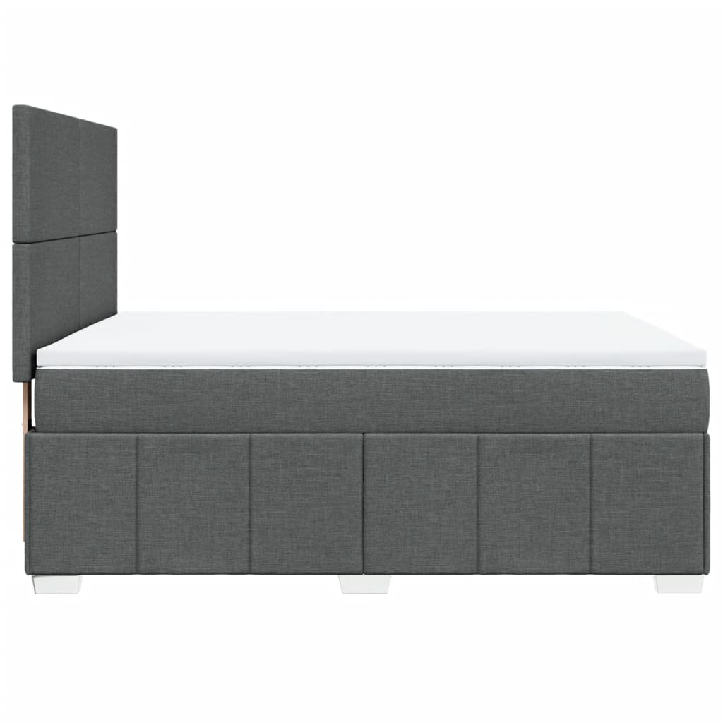 vidaXL Κρεβάτι Boxspring με Στρώμα Σκούρο Γκρι 140x200 εκ Υφασμάτινο