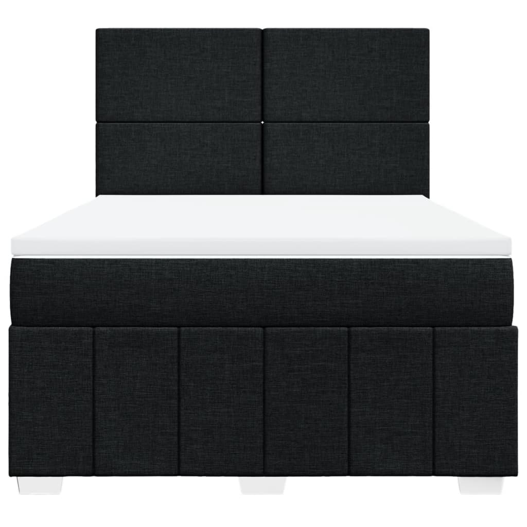 vidaXL Κρεβάτι Boxspring με Στρώμα Μαύρο 140x200 εκ. Υφασμάτινο