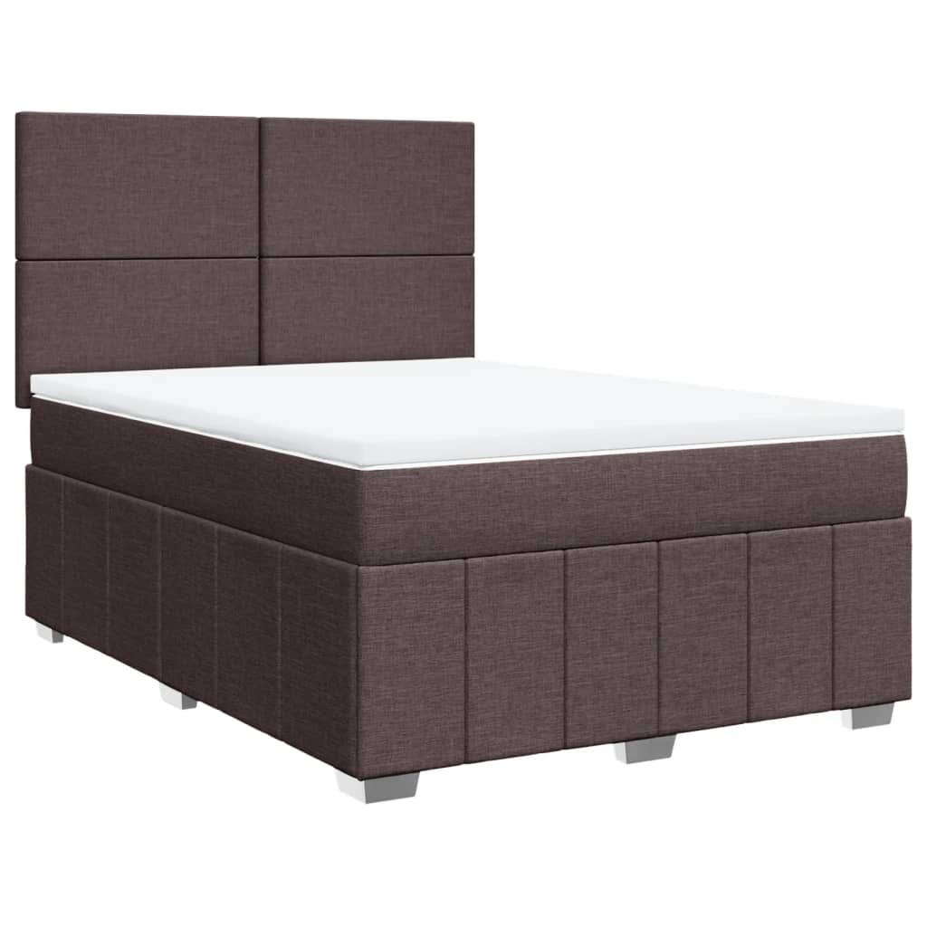 vidaXL Κρεβάτι Boxspring με Στρώμα Σκούρο Καφέ 140x200 εκ Υφασμάτινο