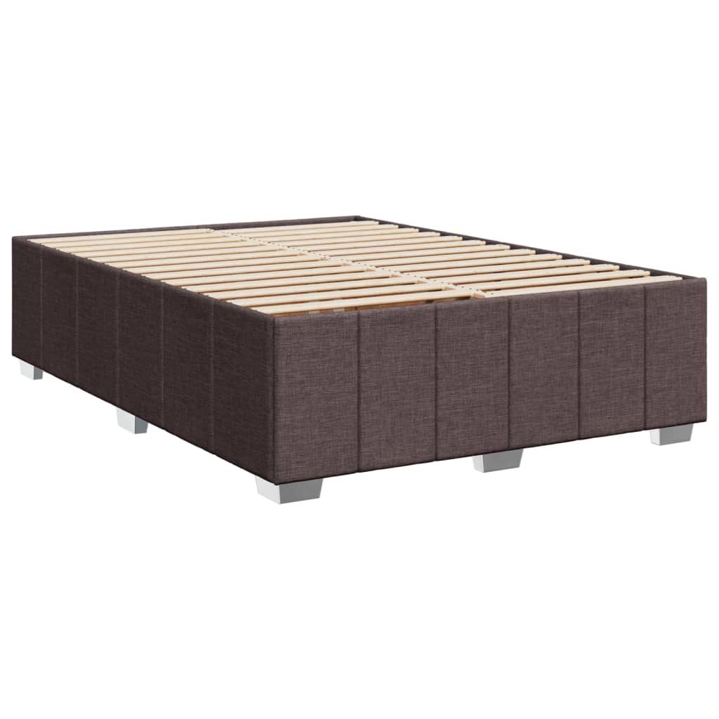vidaXL Κρεβάτι Boxspring με Στρώμα Σκούρο Καφέ 140x200 εκ Υφασμάτινο