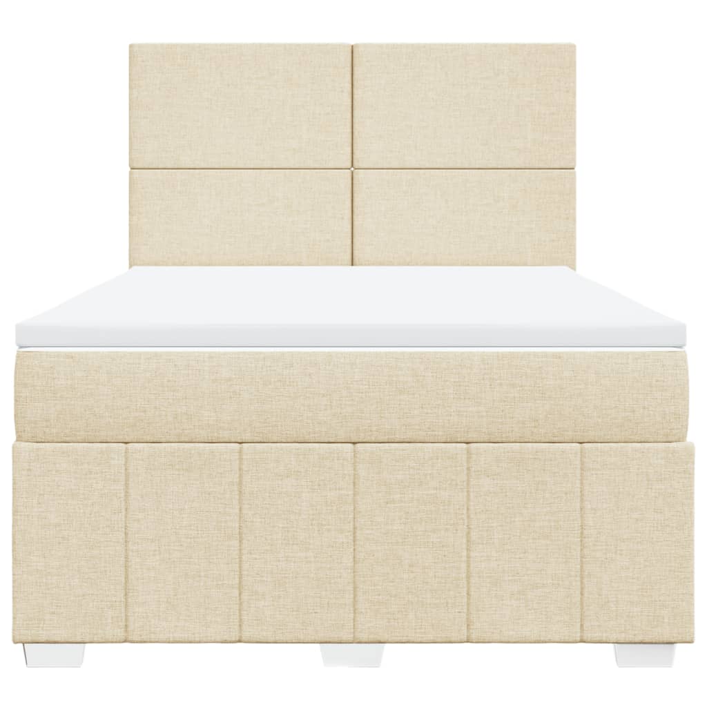 vidaXL Κρεβάτι Boxspring με Στρώμα Κρεμ 140x200 εκ. Υφασμάτινο