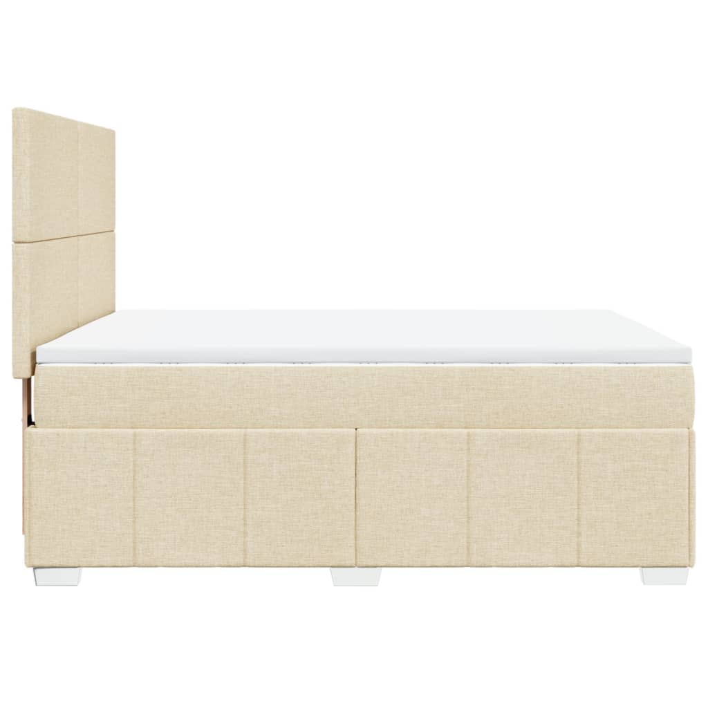 vidaXL Κρεβάτι Boxspring με Στρώμα Κρεμ 140x200 εκ. Υφασμάτινο
