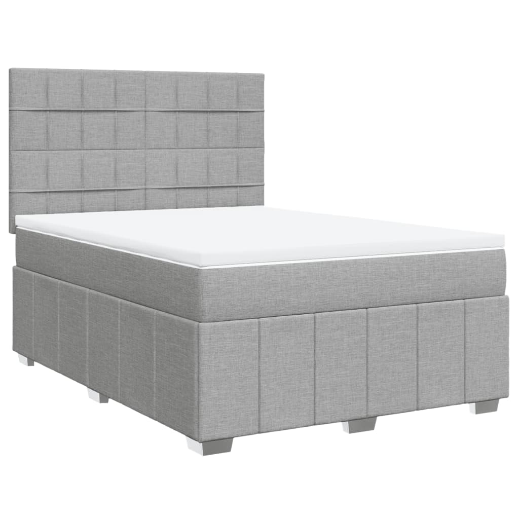 vidaXL Κρεβάτι Boxspring με Στρώμα Ανοιχτό Γκρι 140x200 εκ. Υφασμάτινο