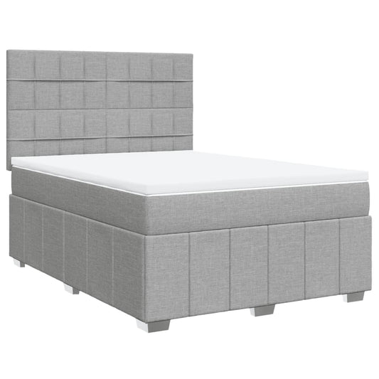 vidaXL Κρεβάτι Boxspring με Στρώμα Ανοιχτό Γκρι 140x200 εκ. Υφασμάτινο