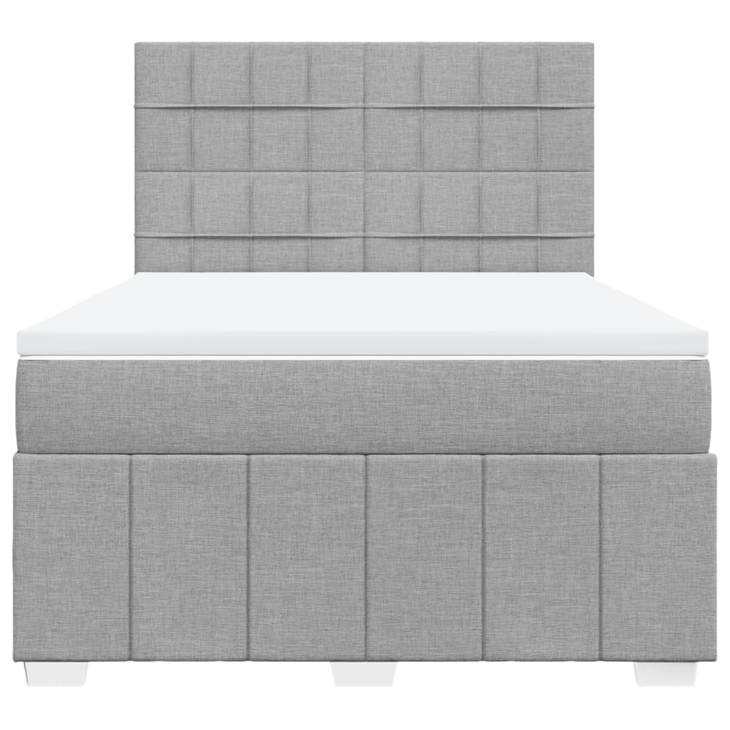 vidaXL Κρεβάτι Boxspring με Στρώμα Ανοιχτό Γκρι 140x200 εκ. Υφασμάτινο