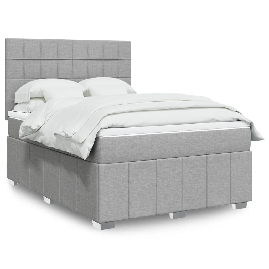 vidaXL Κρεβάτι Boxspring με Στρώμα Ανοιχτό Γκρι 140x200 εκ. Υφασμάτινο