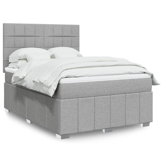 vidaXL Κρεβάτι Boxspring με Στρώμα Ανοιχτό Γκρι 140x200 εκ. Υφασμάτινο