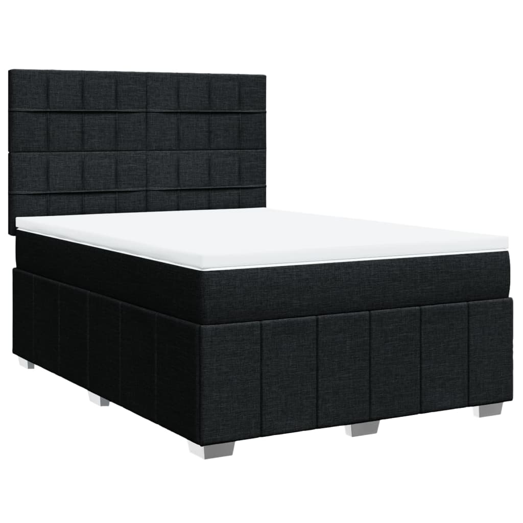 vidaXL Κρεβάτι Boxspring με Στρώμα Μαύρο 140x200 εκ. Υφασμάτινο