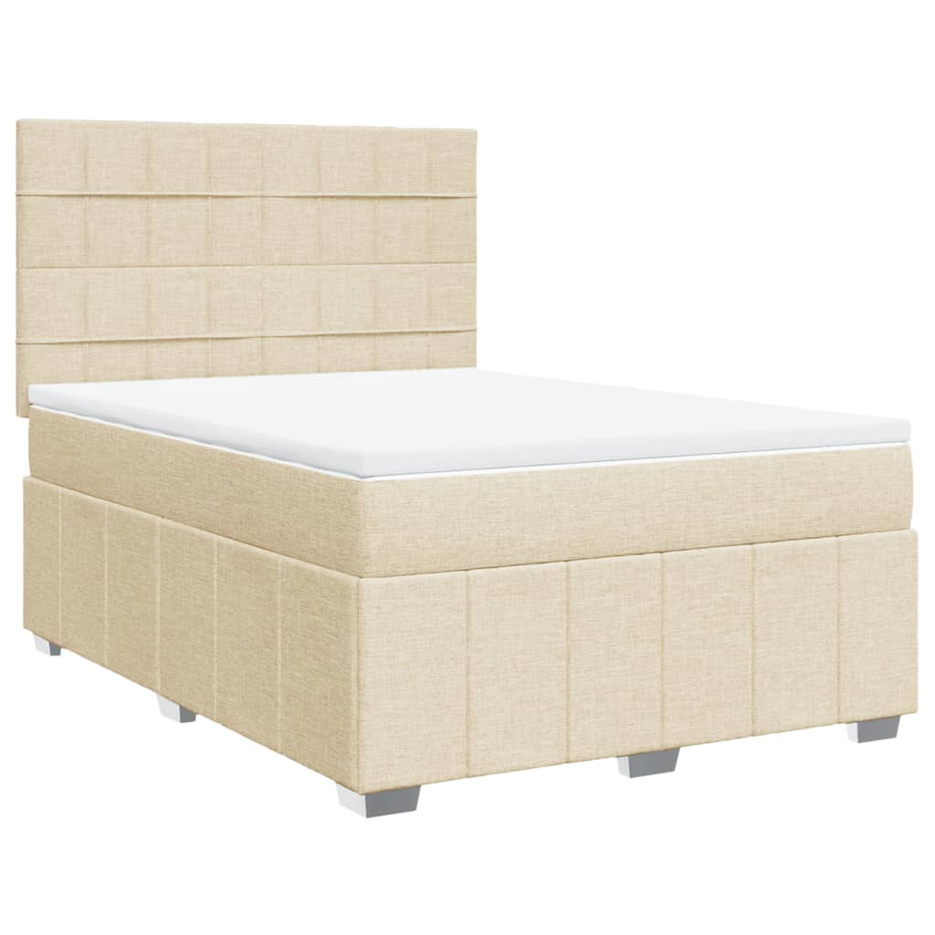 vidaXL Κρεβάτι Boxspring με Στρώμα Κρεμ 140x200 εκ. Υφασμάτινο
