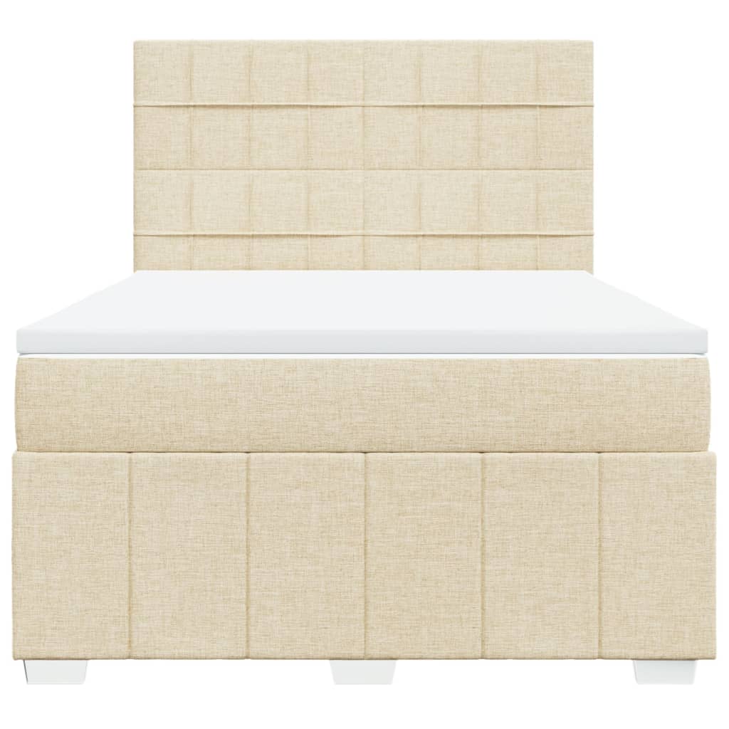 vidaXL Κρεβάτι Boxspring με Στρώμα Κρεμ 140x200 εκ. Υφασμάτινο