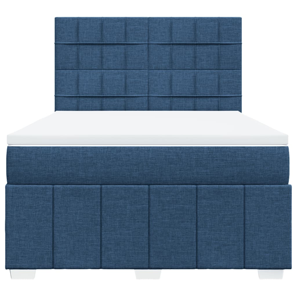 vidaXL Κρεβάτι Boxspring με Στρώμα Μπλε 140x200 εκ. Υφασμάτινο