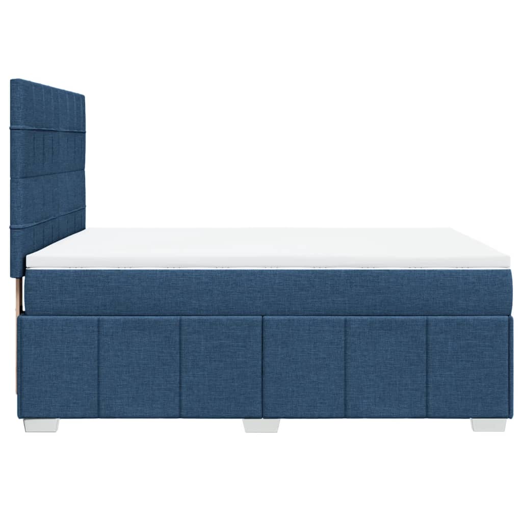 vidaXL Κρεβάτι Boxspring με Στρώμα Μπλε 140x200 εκ. Υφασμάτινο