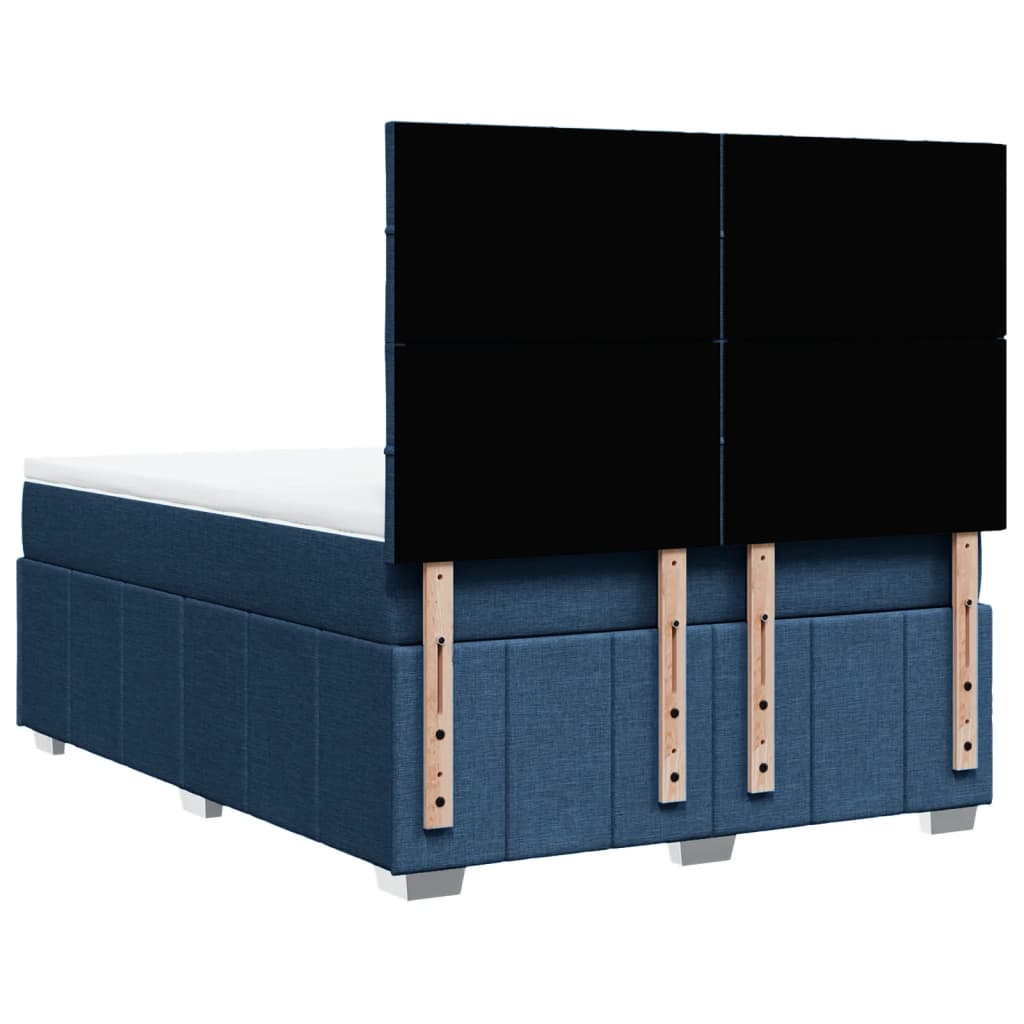 vidaXL Κρεβάτι Boxspring με Στρώμα Μπλε 140x200 εκ. Υφασμάτινο