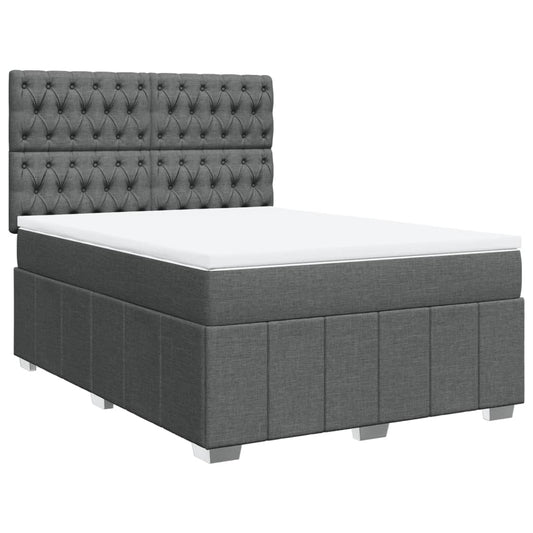 vidaXL Κρεβάτι Boxspring με Στρώμα Σκούρο Γκρι 140x200 εκ Υφασμάτινο