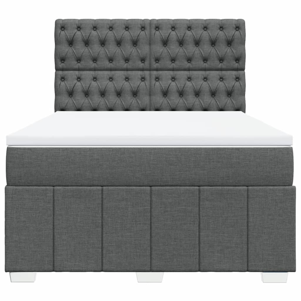 vidaXL Κρεβάτι Boxspring με Στρώμα Σκούρο Γκρι 140x200 εκ Υφασμάτινο