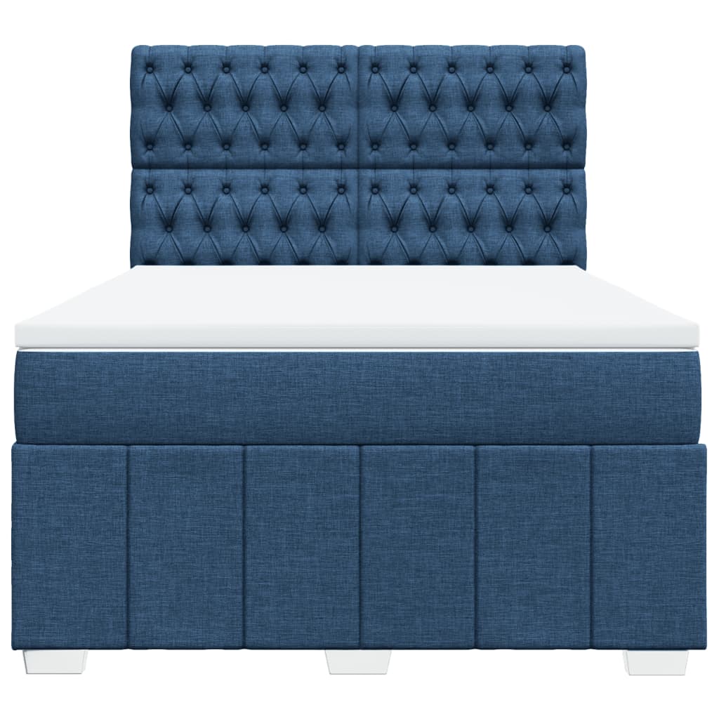 vidaXL Κρεβάτι Boxspring με Στρώμα Μπλε 140x200 εκ. Υφασμάτινο