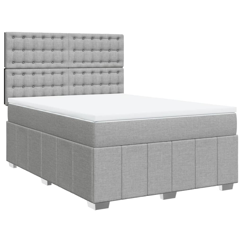 vidaXL Κρεβάτι Boxspring με Στρώμα Ανοιχτό Γκρι 140x200 εκ. Υφασμάτινο