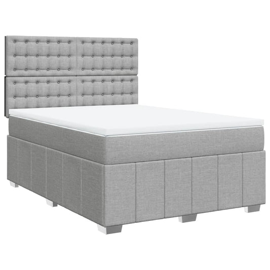 vidaXL Κρεβάτι Boxspring με Στρώμα Ανοιχτό Γκρι 140x200 εκ. Υφασμάτινο