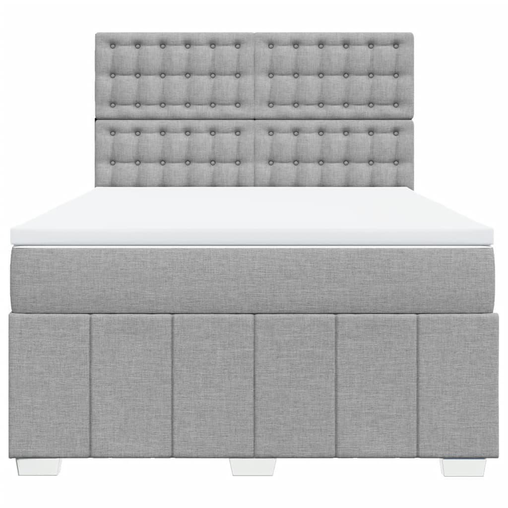 vidaXL Κρεβάτι Boxspring με Στρώμα Ανοιχτό Γκρι 140x200 εκ. Υφασμάτινο