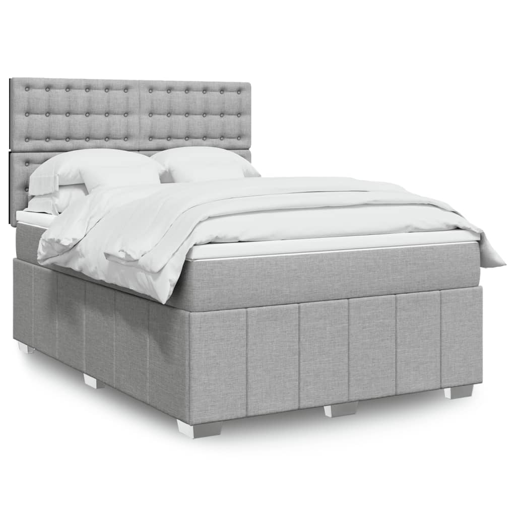 vidaXL Κρεβάτι Boxspring με Στρώμα Ανοιχτό Γκρι 140x200 εκ. Υφασμάτινο