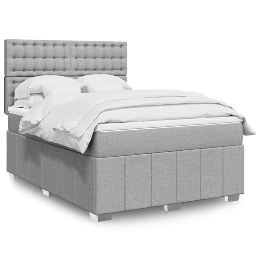 vidaXL Κρεβάτι Boxspring με Στρώμα Ανοιχτό Γκρι 140x200 εκ. Υφασμάτινο
