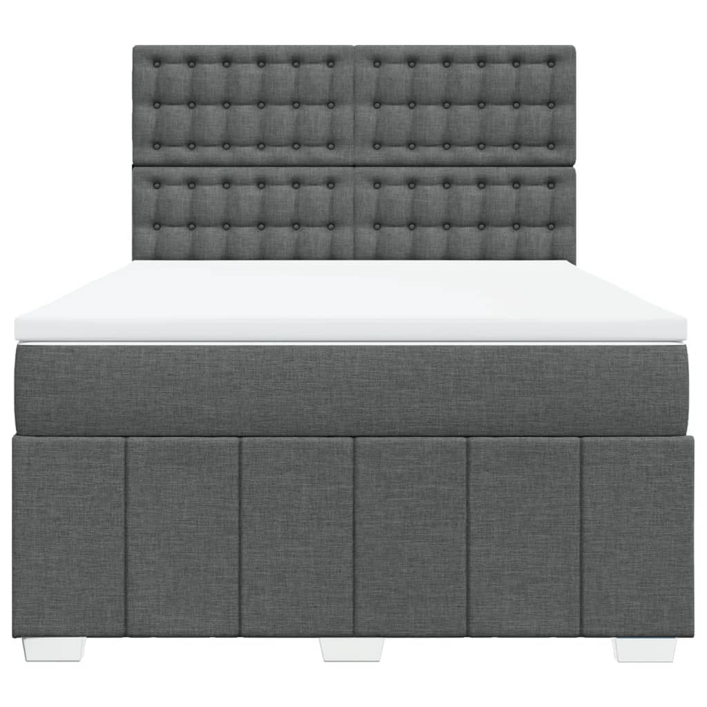 vidaXL Κρεβάτι Boxspring με Στρώμα Σκούρο Γκρι 140x200 εκ Υφασμάτινο