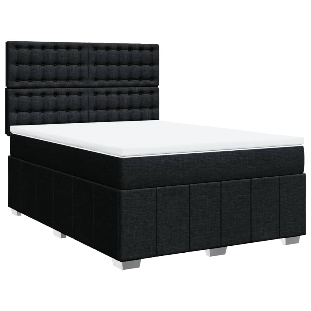 vidaXL Κρεβάτι Boxspring με Στρώμα Μαύρο 140x200 εκ. Υφασμάτινο