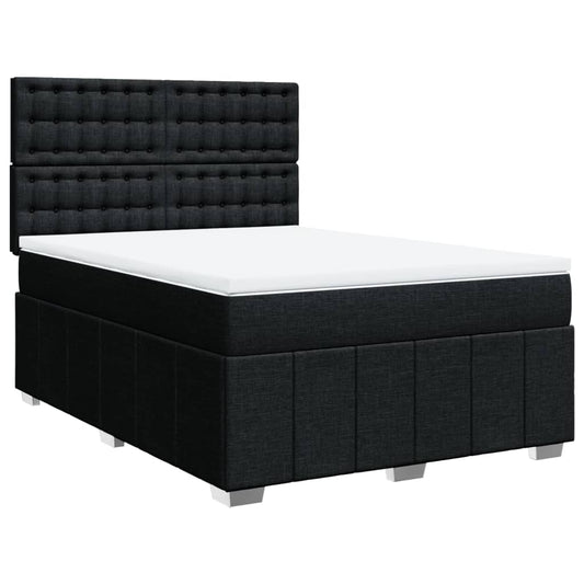vidaXL Κρεβάτι Boxspring με Στρώμα Μαύρο 140x200 εκ. Υφασμάτινο