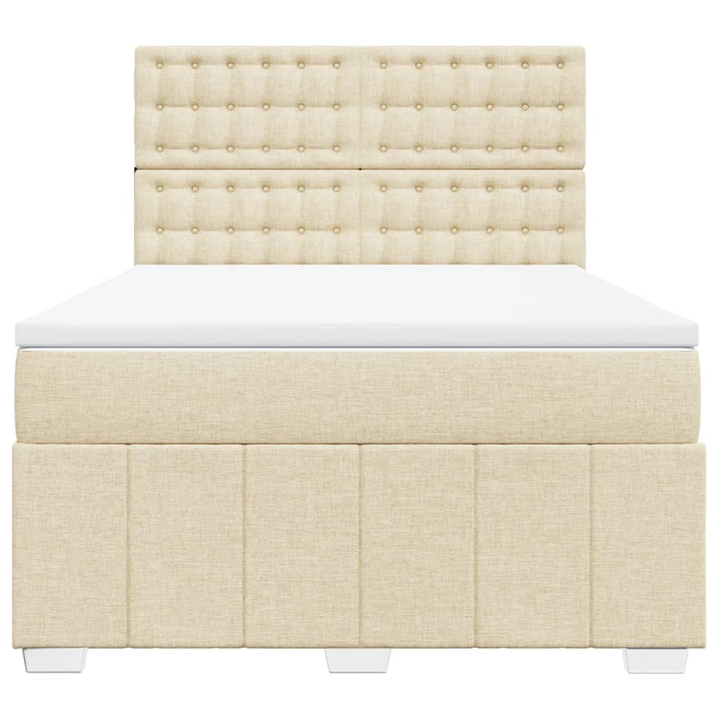 vidaXL Κρεβάτι Boxspring με Στρώμα Κρεμ 140x200 εκ. Υφασμάτινο