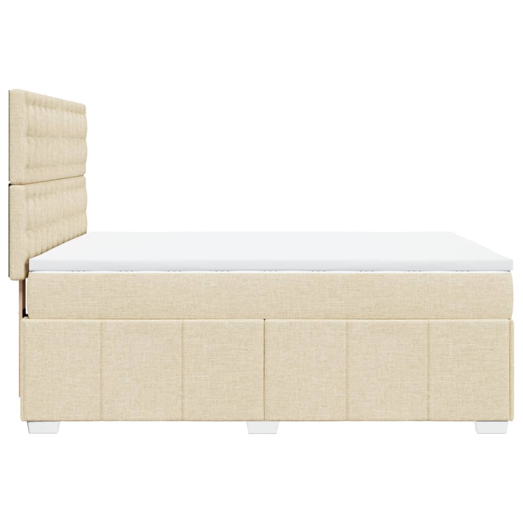 vidaXL Κρεβάτι Boxspring με Στρώμα Κρεμ 140x200 εκ. Υφασμάτινο