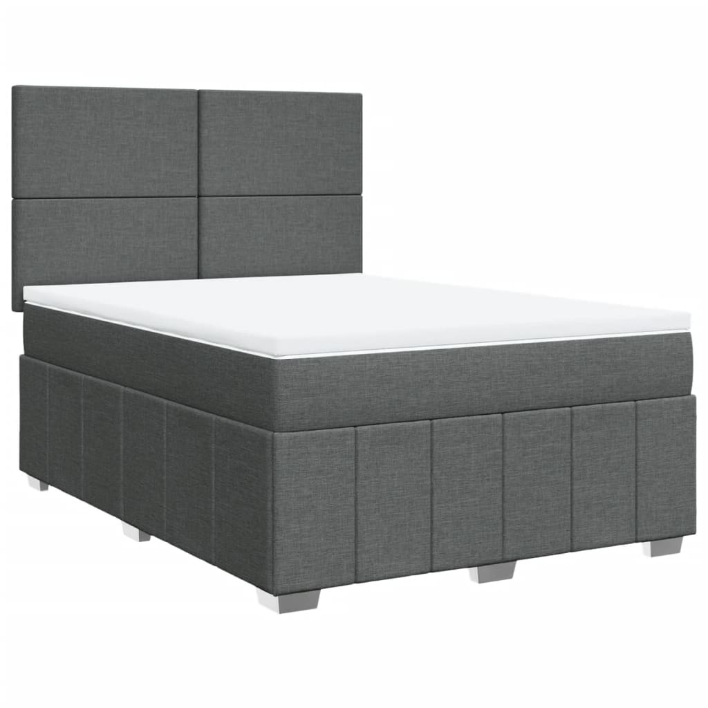 vidaXL Κρεβάτι Boxspring με Στρώμα Σκούρο Γκρι 160x200 εκ Υφασμάτινο