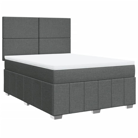 vidaXL Κρεβάτι Boxspring με Στρώμα Σκούρο Γκρι 160x200 εκ Υφασμάτινο