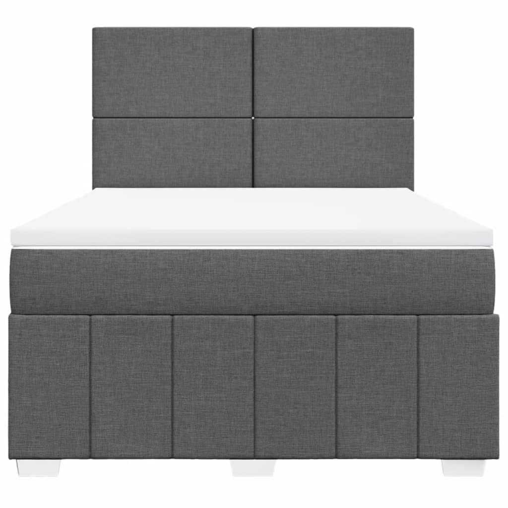 vidaXL Κρεβάτι Boxspring με Στρώμα Σκούρο Γκρι 160x200 εκ Υφασμάτινο