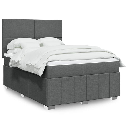 vidaXL Κρεβάτι Boxspring με Στρώμα Σκούρο Γκρι 160x200 εκ Υφασμάτινο