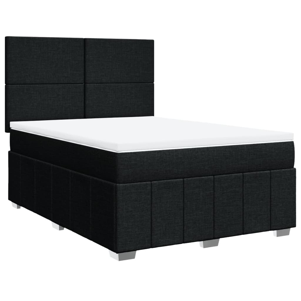 vidaXL Κρεβάτι Boxspring με Στρώμα Μαύρο 160x200 εκ. Υφασμάτινο