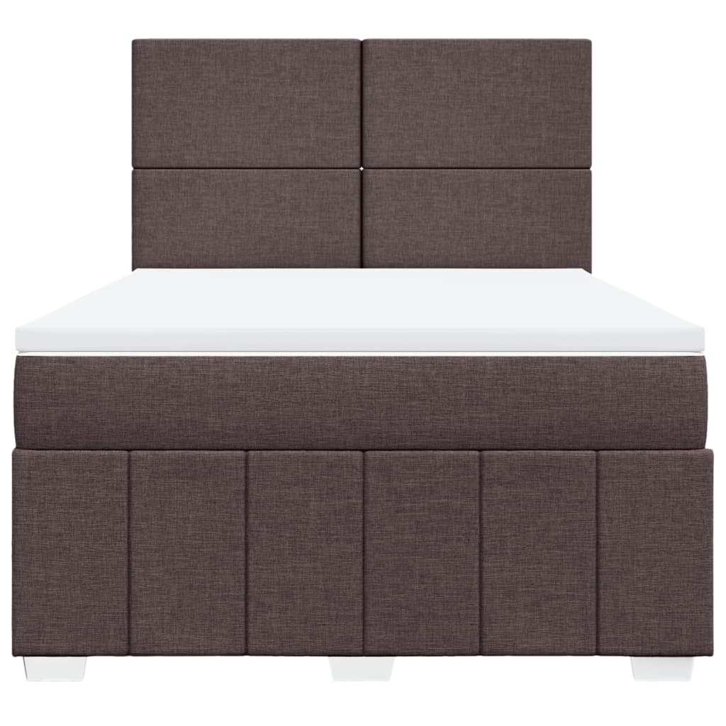 vidaXL Κρεβάτι Boxspring με Στρώμα Σκούρο Καφέ 160x200 εκ Υφασμάτινο