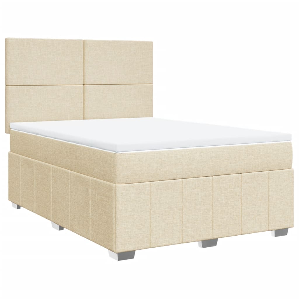 vidaXL Κρεβάτι Boxspring με Στρώμα Κρεμ 160x200 εκ. Υφασμάτινο