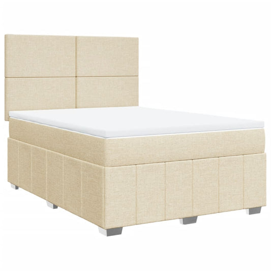 vidaXL Κρεβάτι Boxspring με Στρώμα Κρεμ 160x200 εκ. Υφασμάτινο