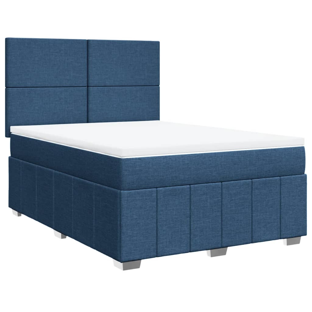 vidaXL Κρεβάτι Boxspring με Στρώμα Μπλε 160x200 εκ. Υφασμάτινο