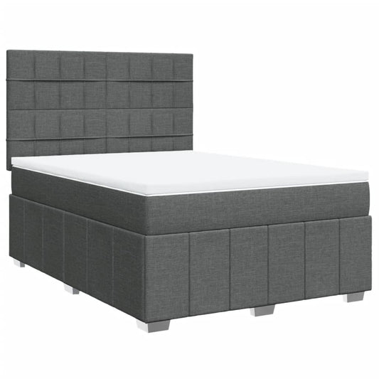 vidaXL Κρεβάτι Boxspring με Στρώμα Σκούρο Γκρι 160x200 εκ Υφασμάτινο