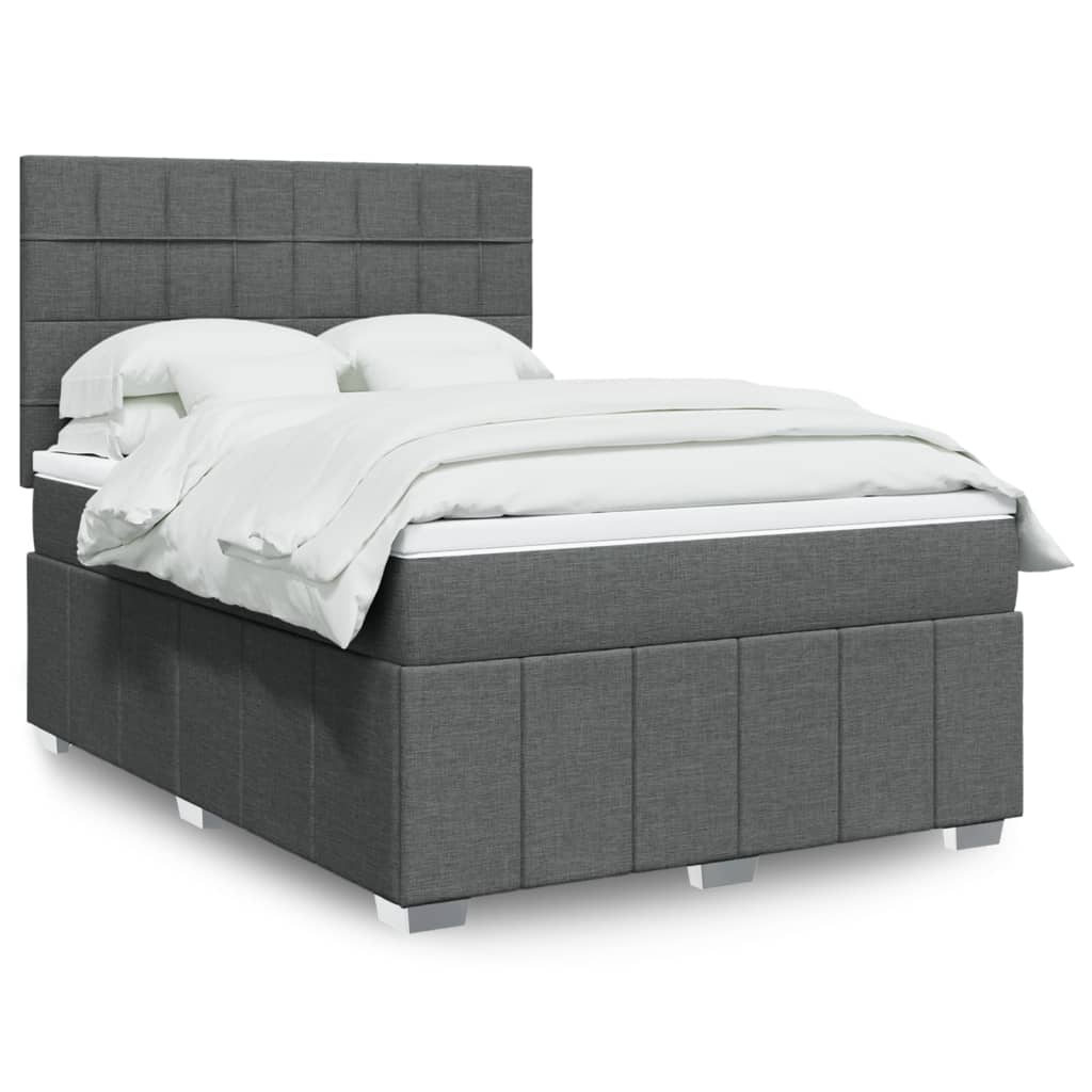 vidaXL Κρεβάτι Boxspring με Στρώμα Σκούρο Γκρι 160x200 εκ Υφασμάτινο
