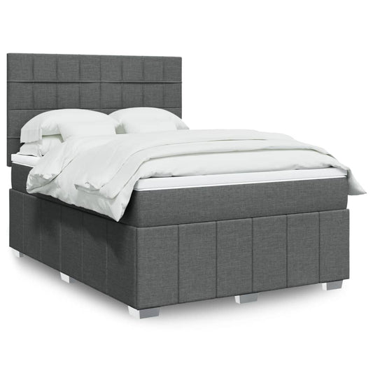 vidaXL Κρεβάτι Boxspring με Στρώμα Σκούρο Γκρι 160x200 εκ Υφασμάτινο