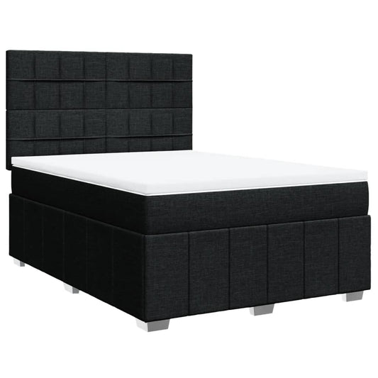 vidaXL Κρεβάτι Boxspring με Στρώμα Μαύρο 160x200 εκ. Υφασμάτινο