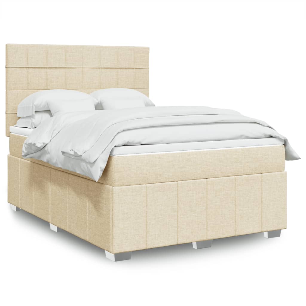 vidaXL Κρεβάτι Boxspring με Στρώμα Κρεμ 160x200 εκ. Υφασμάτινο