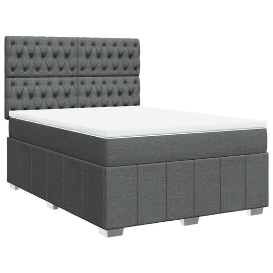 vidaXL Κρεβάτι Boxspring με Στρώμα Σκούρο Γκρι 160x200 εκ Υφασμάτινο
