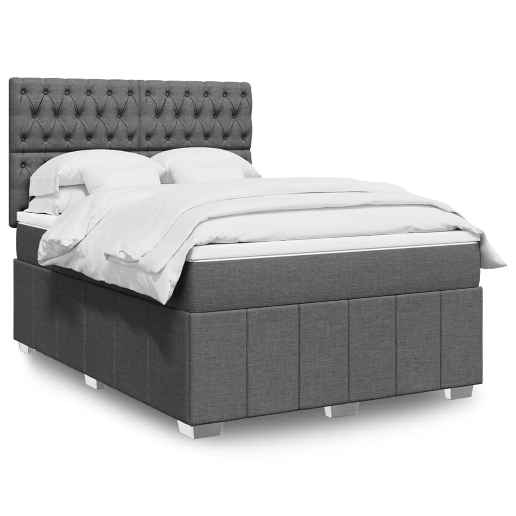 vidaXL Κρεβάτι Boxspring με Στρώμα Σκούρο Γκρι 160x200 εκ Υφασμάτινο